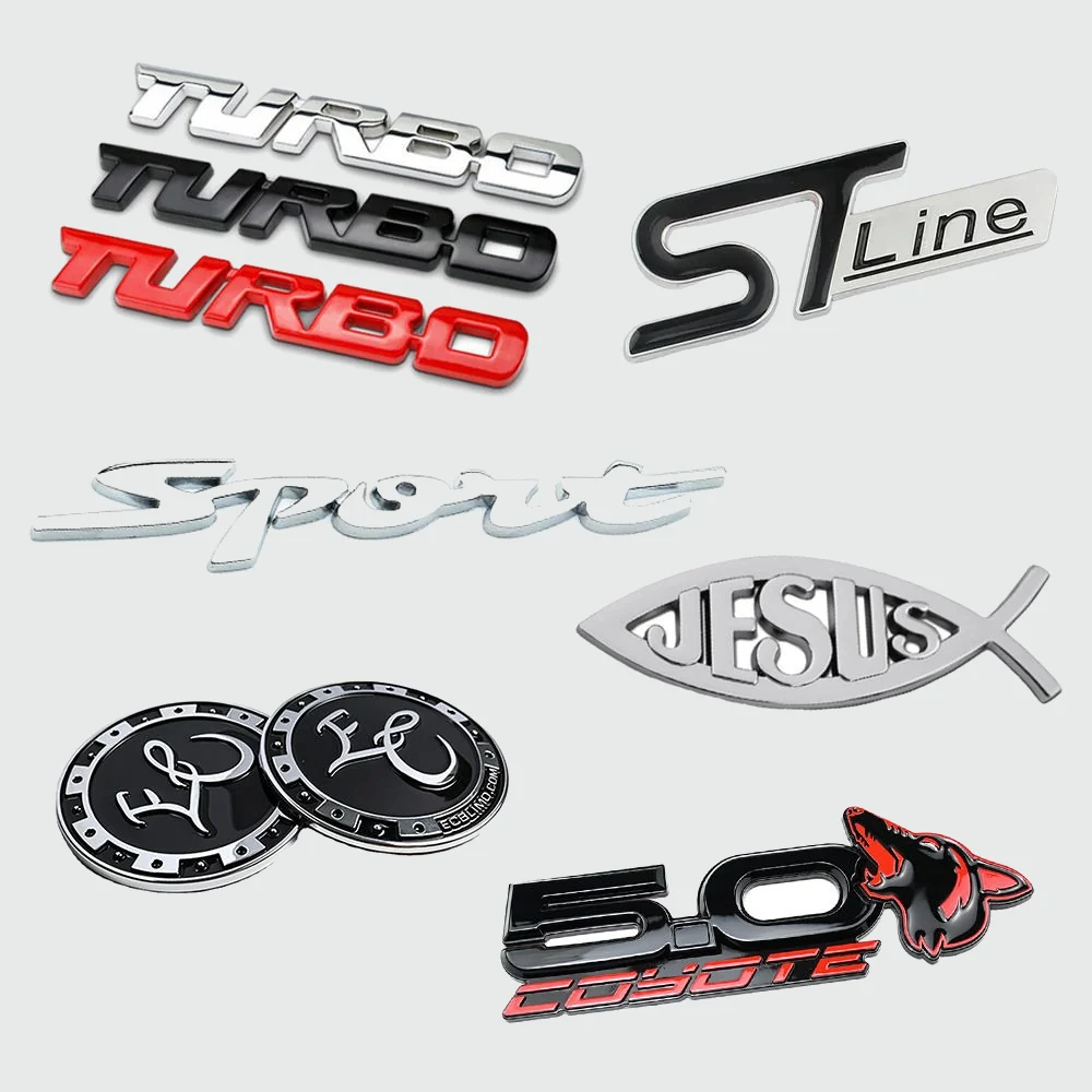 metal logo stickers - product detail view