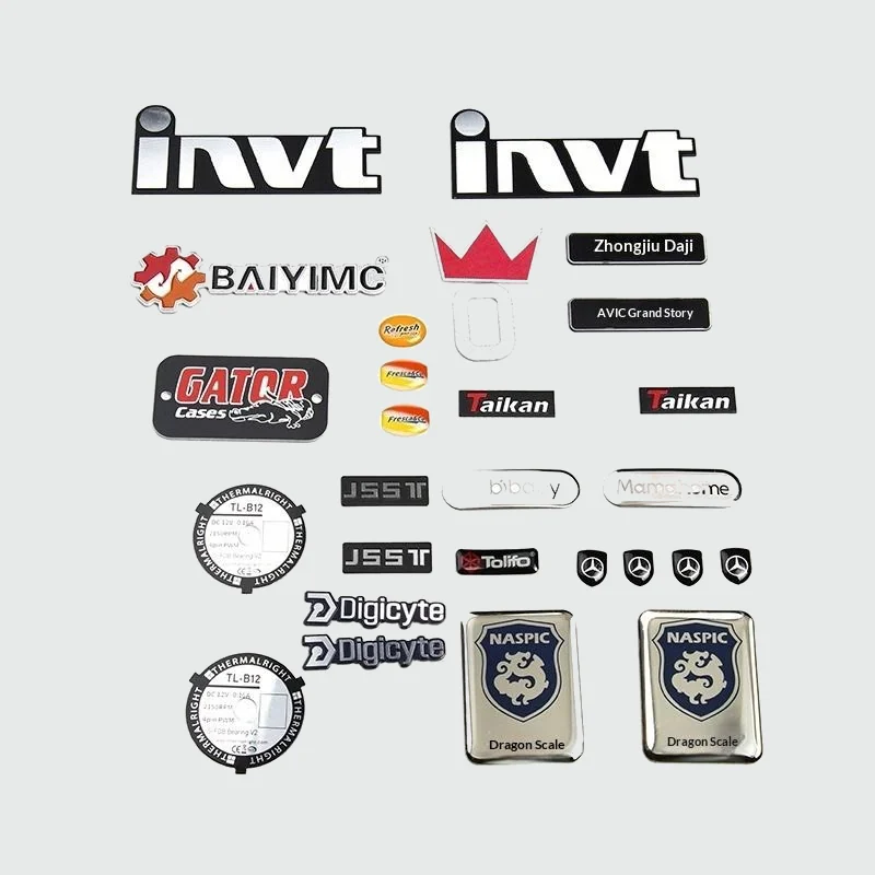 metal logo stickers - finish and surface view