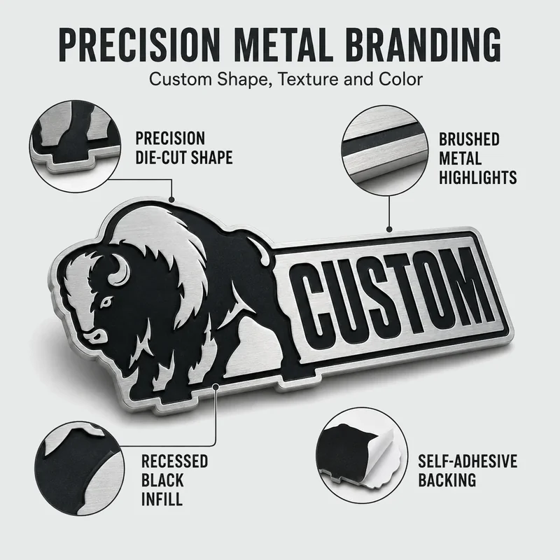 Custom Metal Logo Labels - main product view