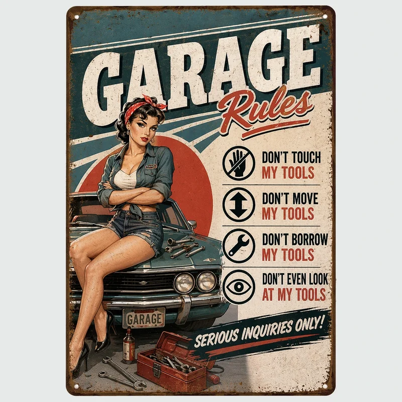 vintage metal signs for home decor - main product view